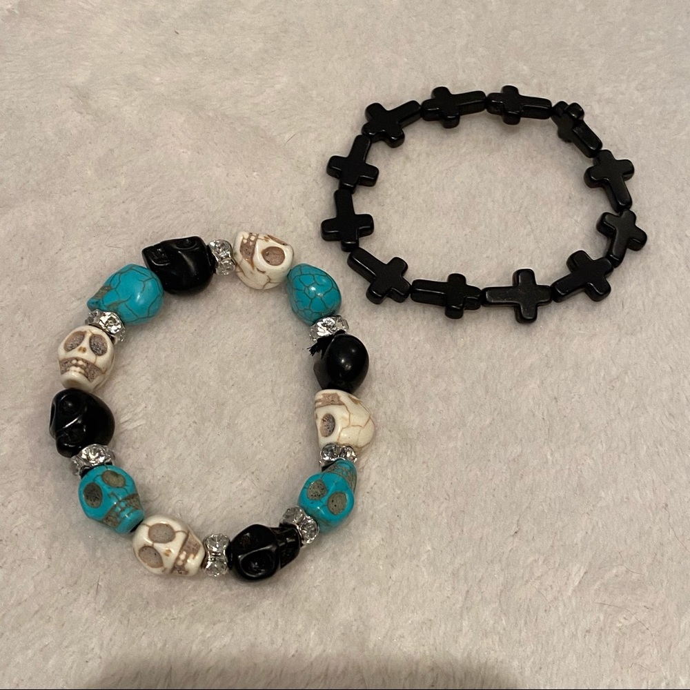 Skull + cross bracelets
